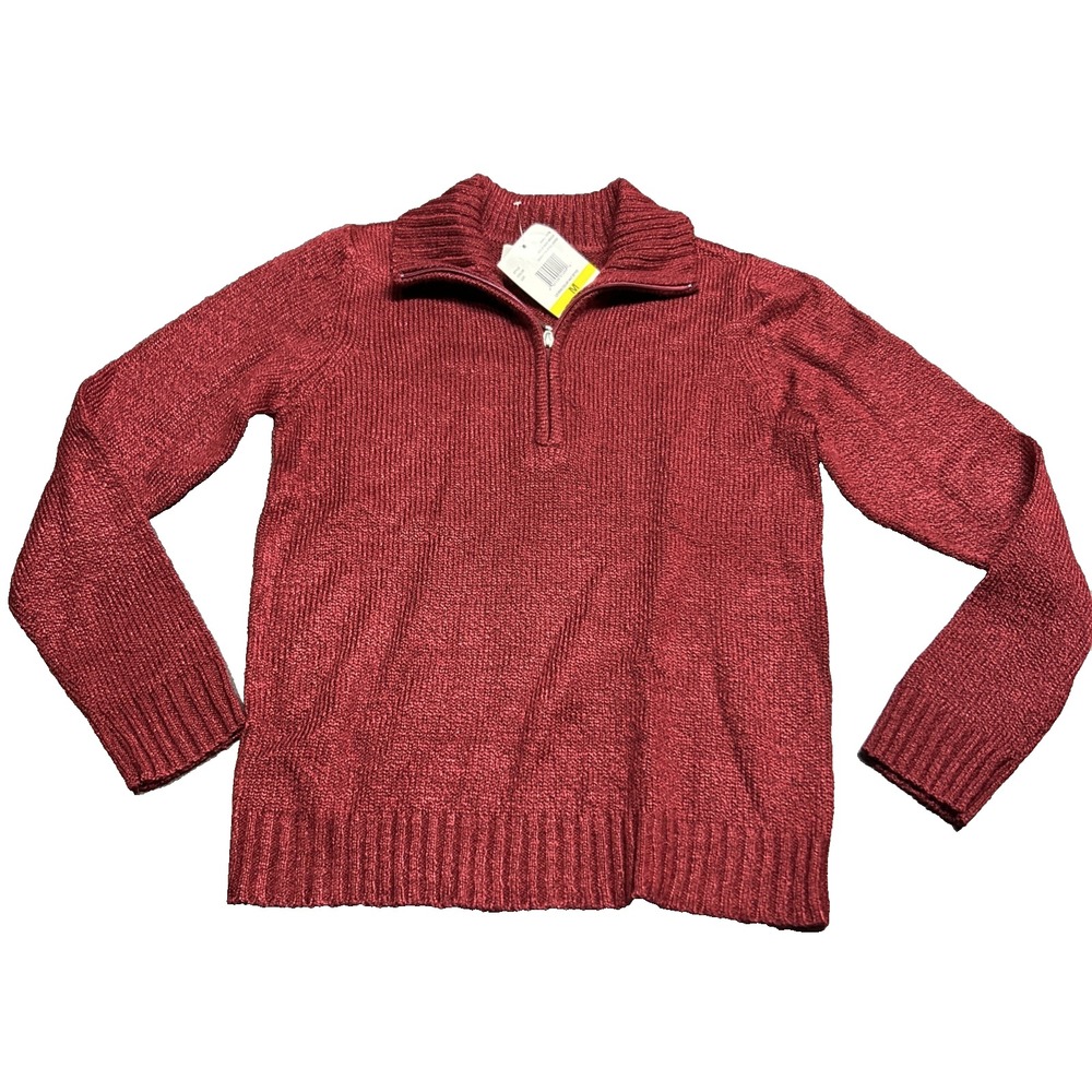 Carolyn Taylor Sweater Women M Ruby Mock 1/4 Zip Long Preppy Old Money Coquette